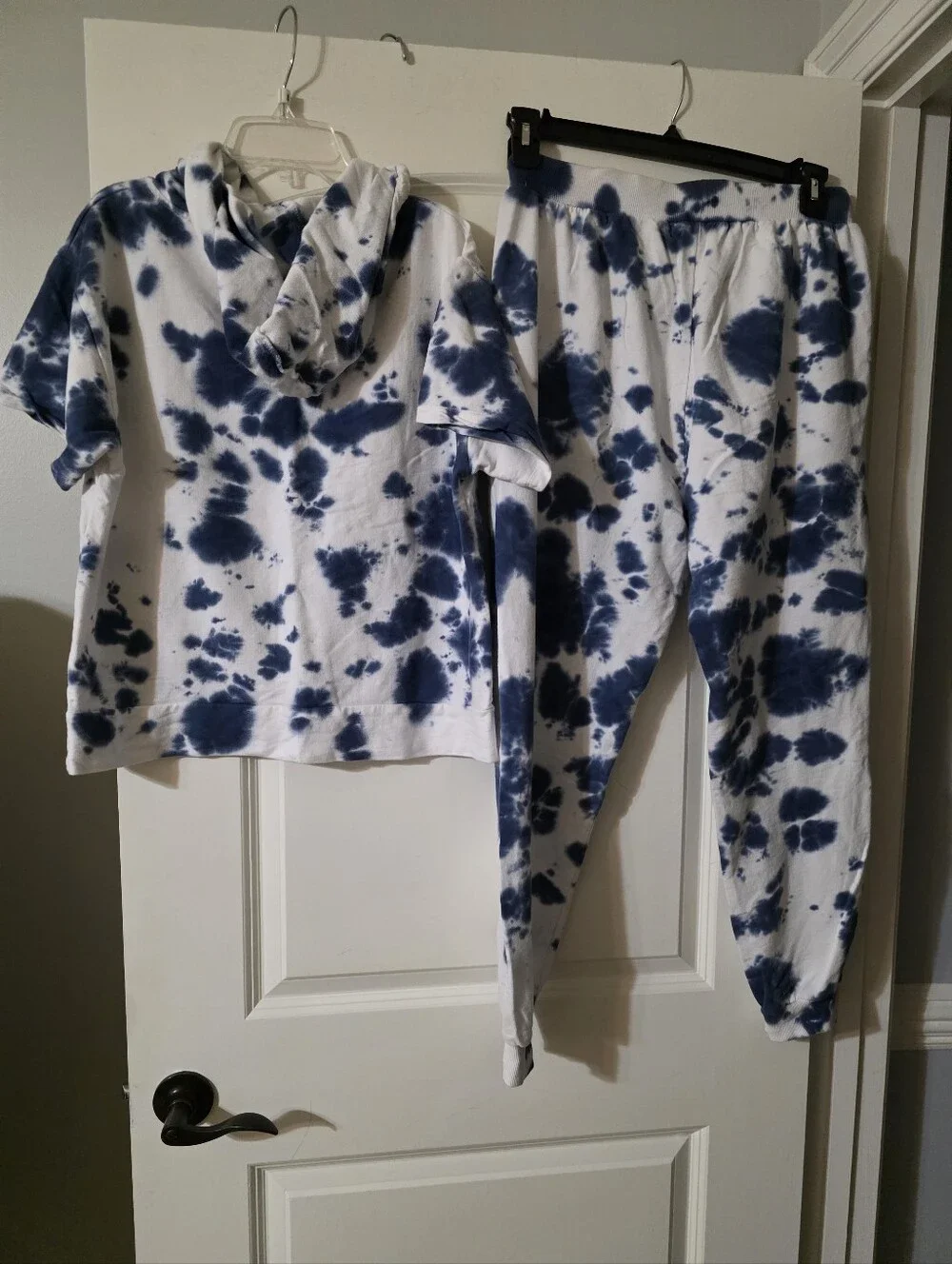 Lea & Viola Navy and White Tie-Dye Jogger Sweatpants with matching hoodie